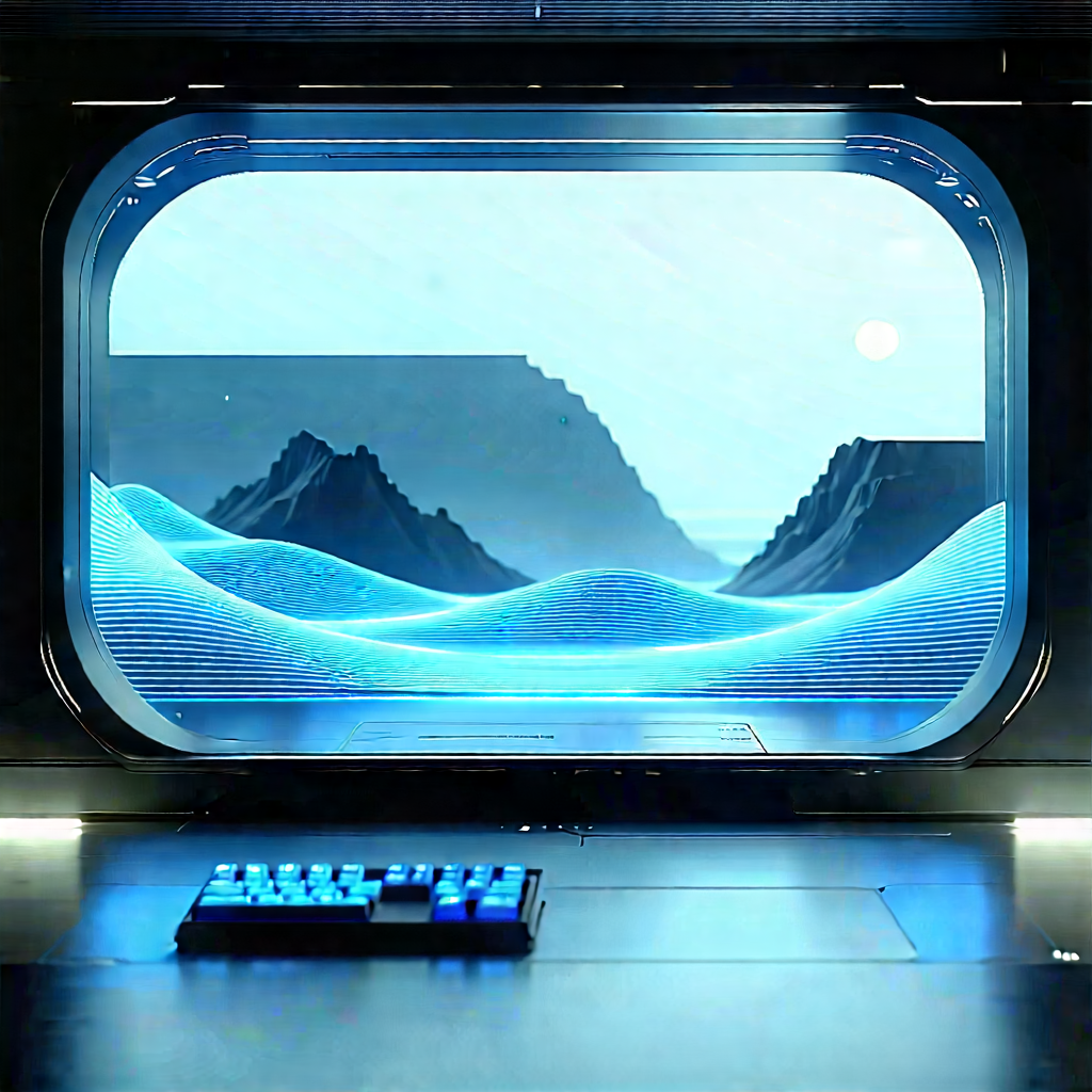 Futuristic digital workspace