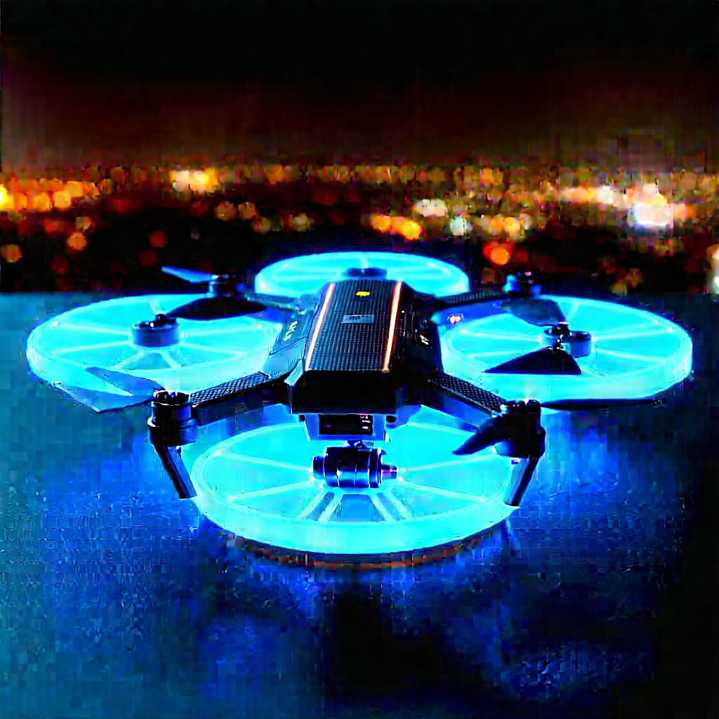 Drone With Holographic Display With Blue Black
