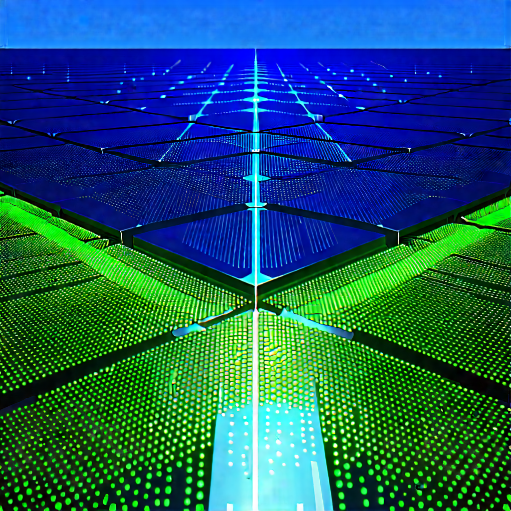 Solar Panel With (digital:1.17) Particles With Large, Bright