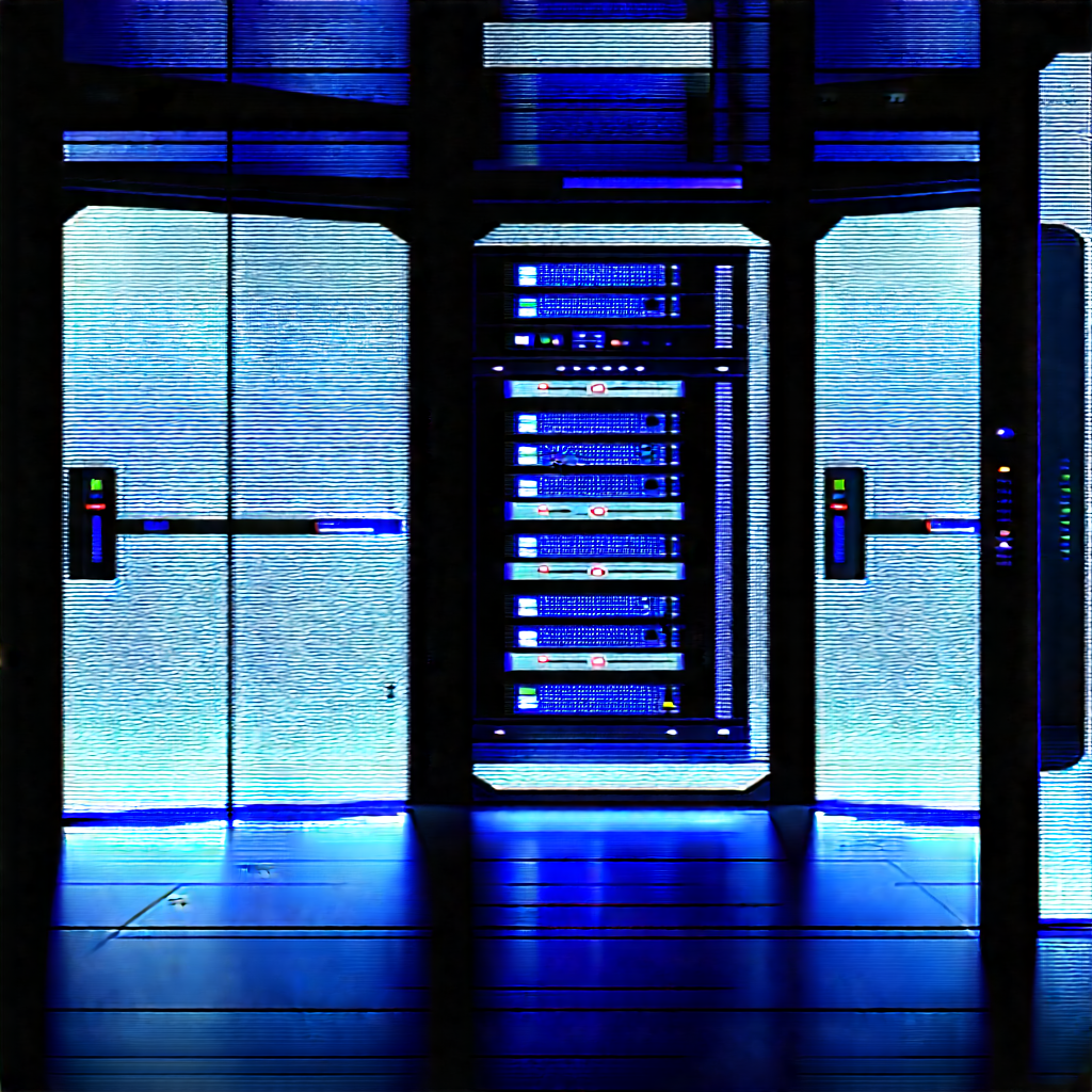 (futuristic:1.21) Server Room With Black White