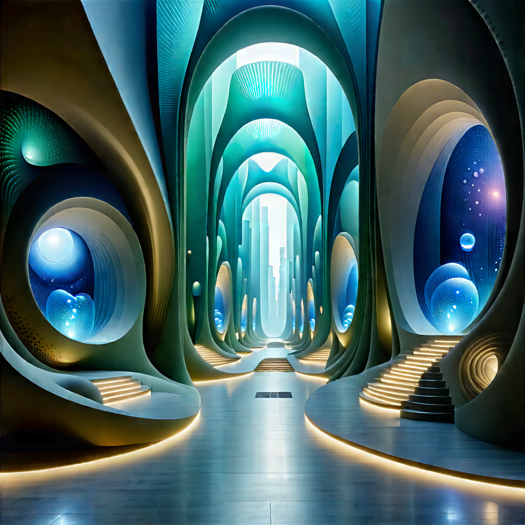 (futuristic:1.46) Tech Startup Office With Futuristic Scene,