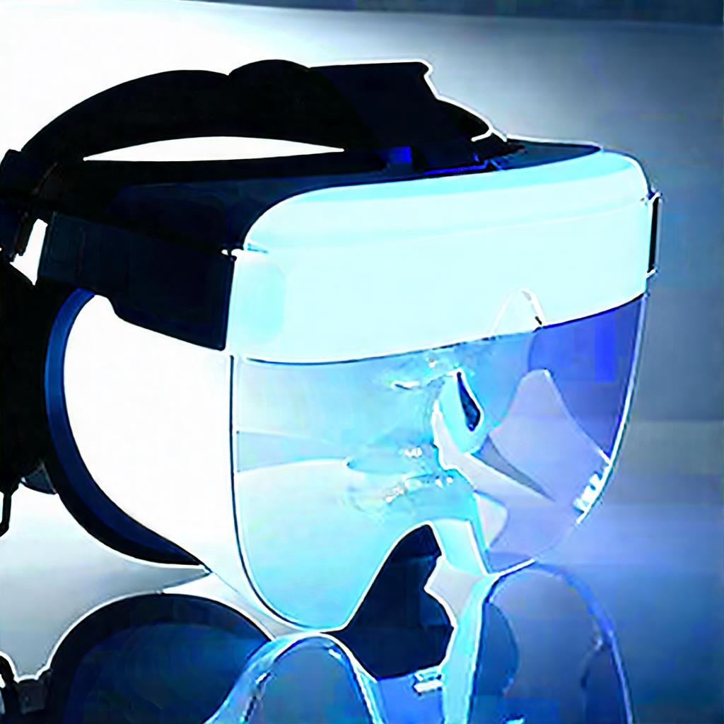 Vr Headset With Holographic Display With Pair Blue