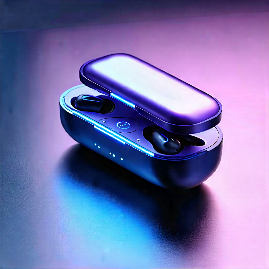Wireless Earbuds With Digital Artwork With Small, Purple