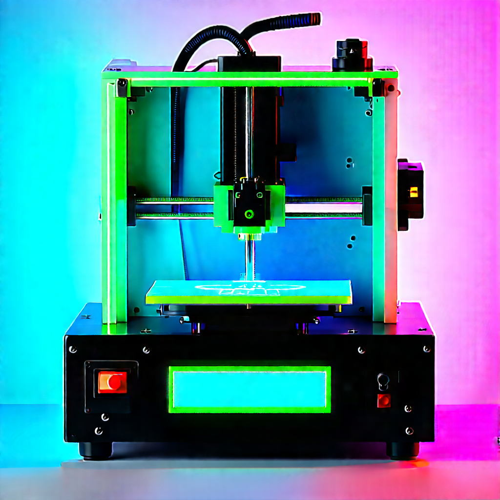3d printer with neon accents
