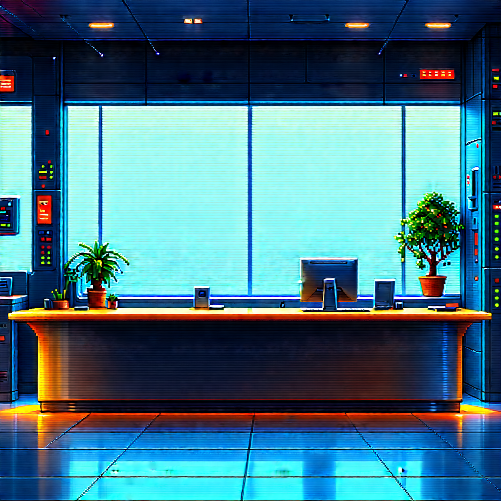 Futuristic Tech Startup Office With Blue Orange