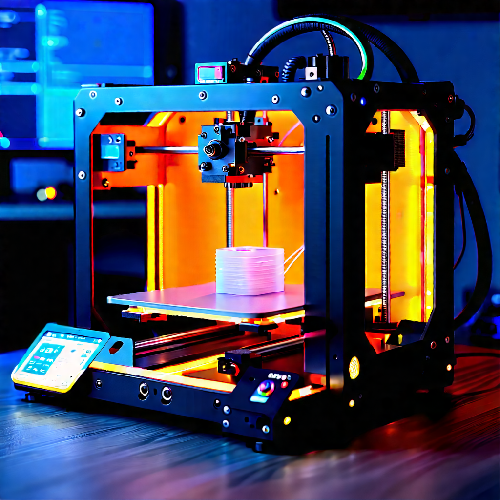 3d printer with neon accents