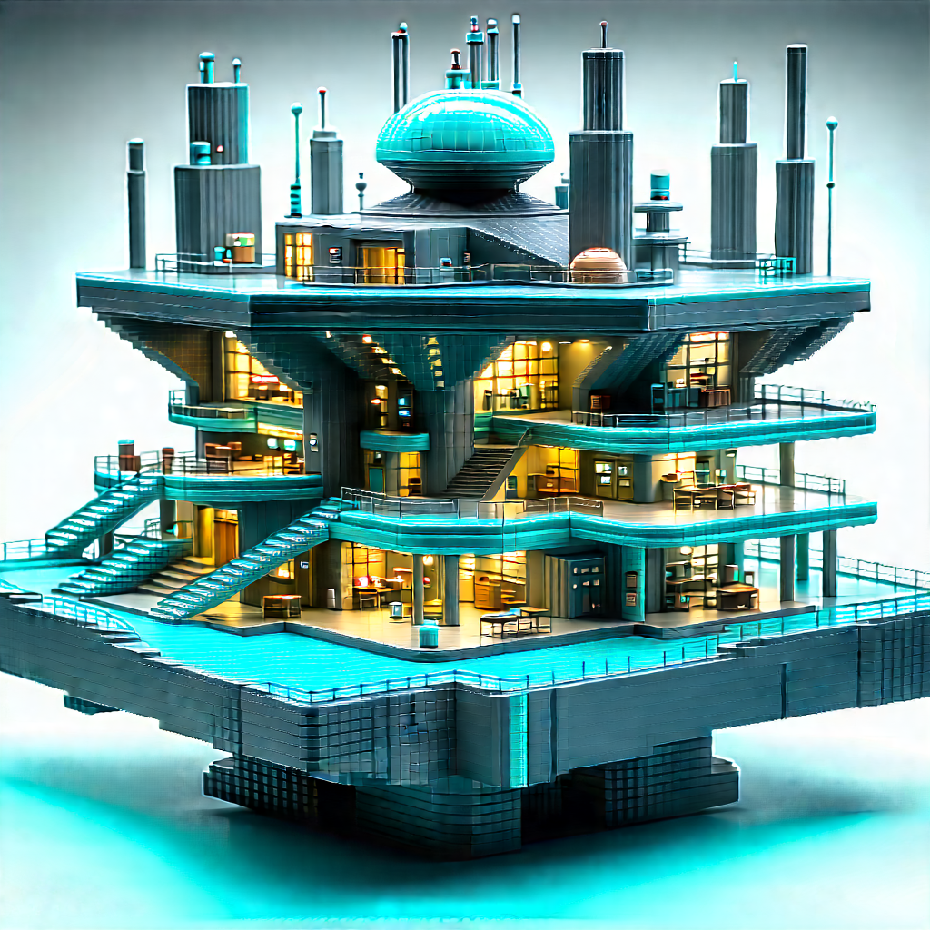 Futuristic Research Laboratory With Large, Blue,