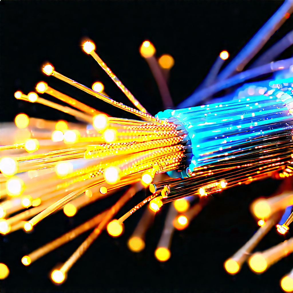 Close-up Of Fiber Optic Cables With Close-up Blue