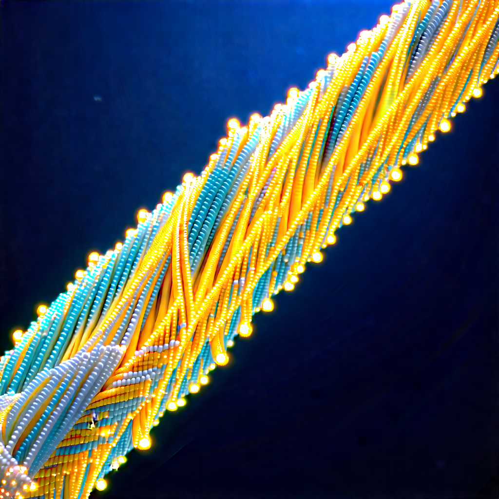 Close-up Of Fiber Optic Cables With Blue Yellow