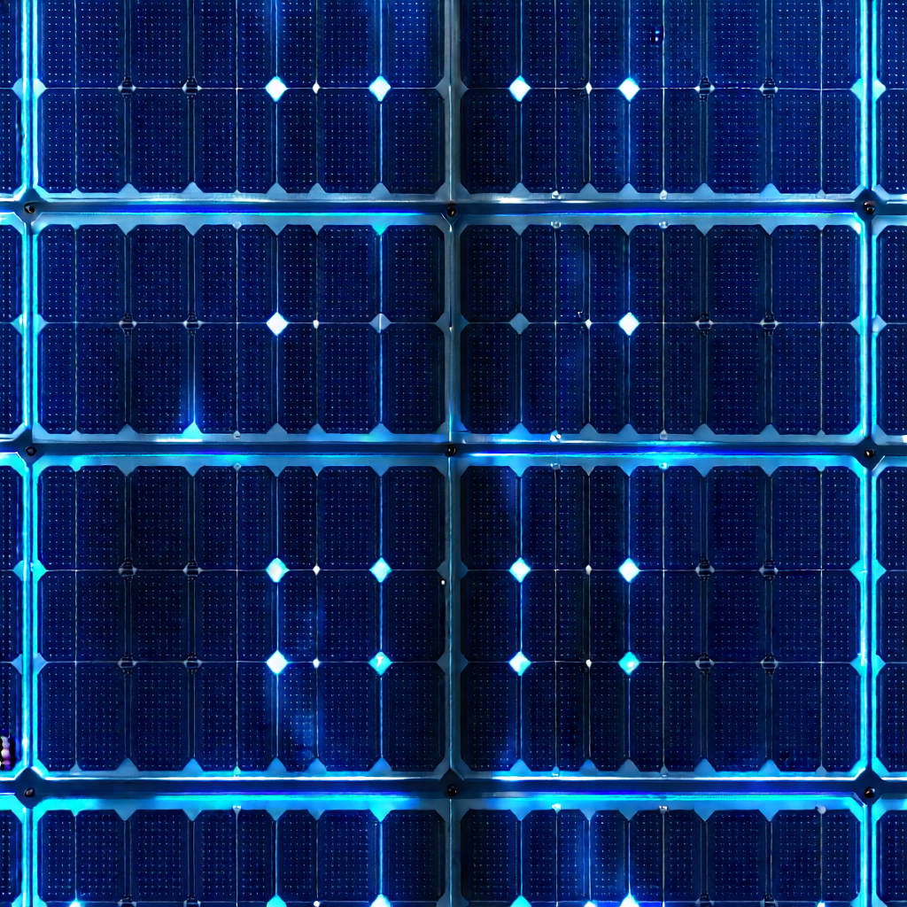 Solar panel with blue light glow