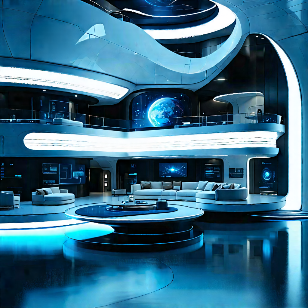 (futuristic:1.3) Smart Home With Futuristic Living
