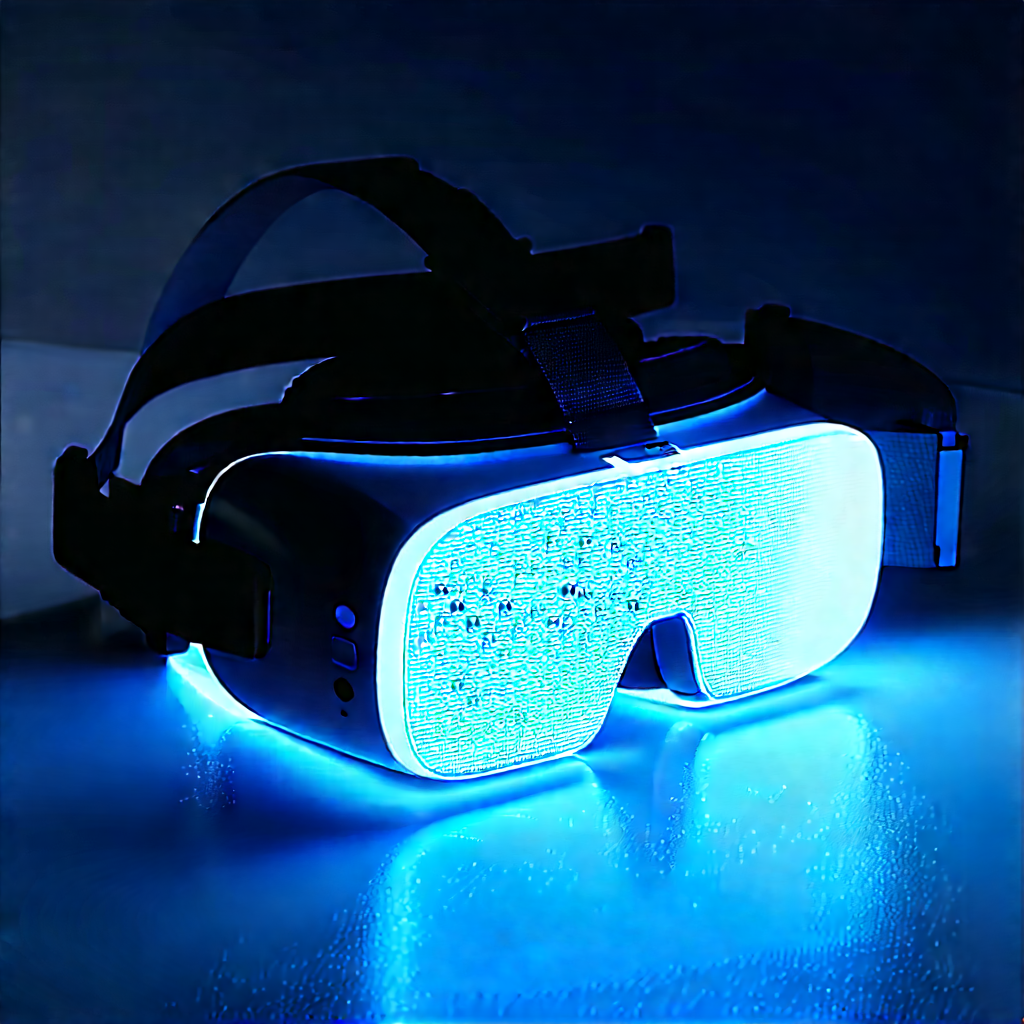 Vr Headset With Holographic Display With Pair Blue