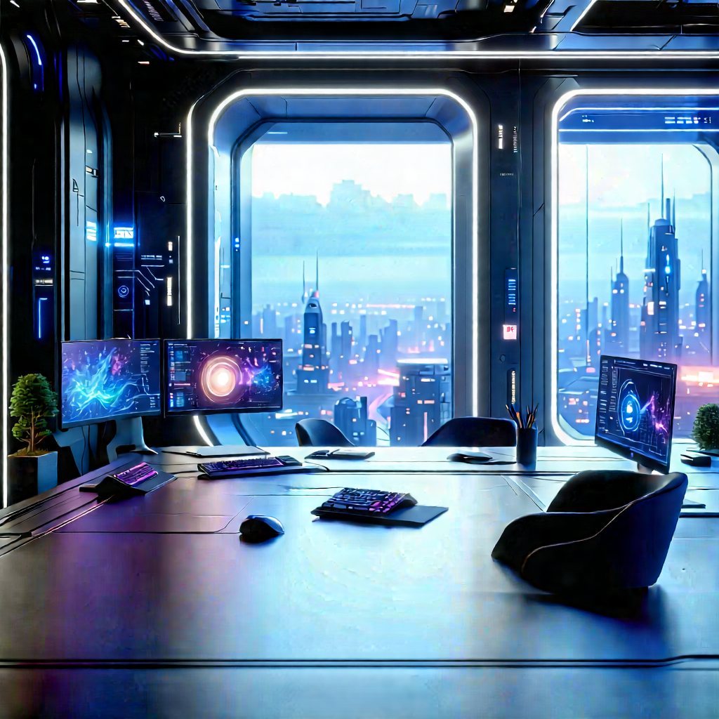 Futuristic tech startup office