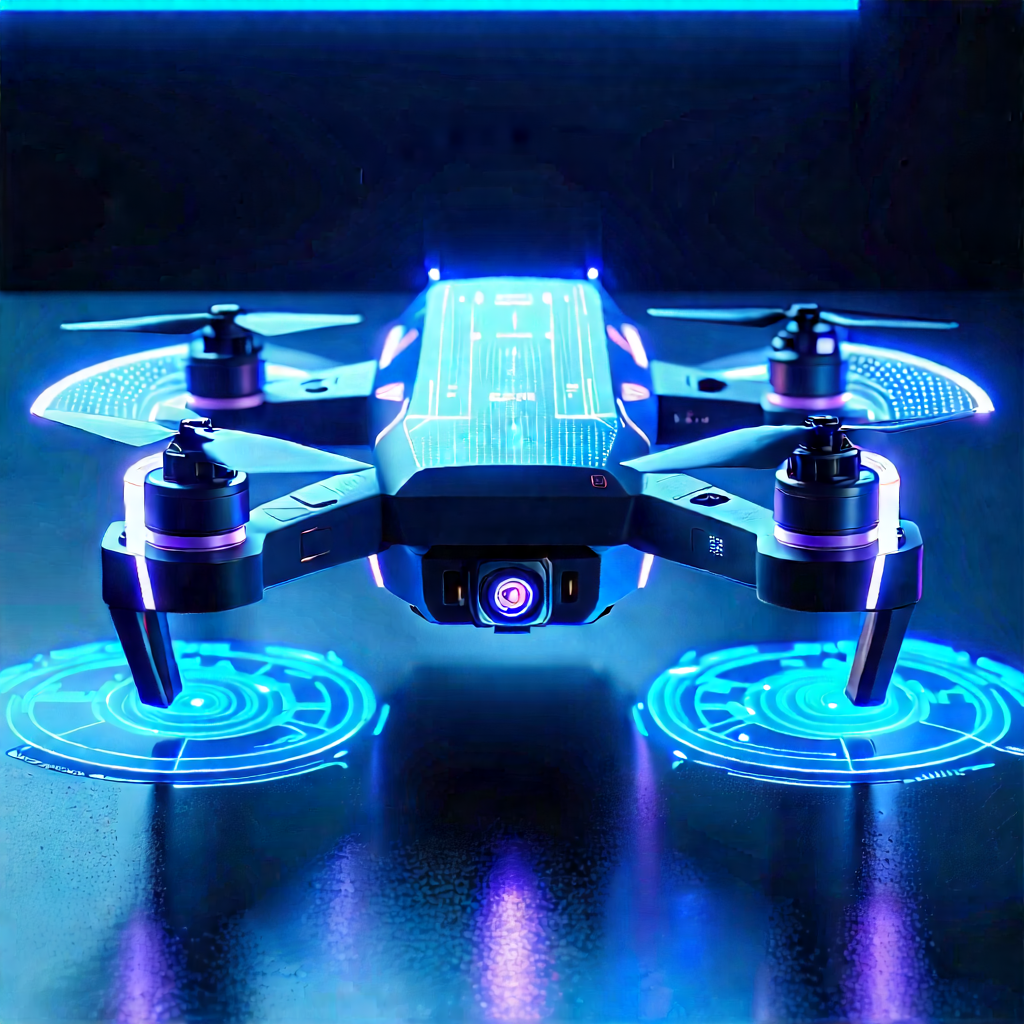 Drone With Holographic Display With Black Drone