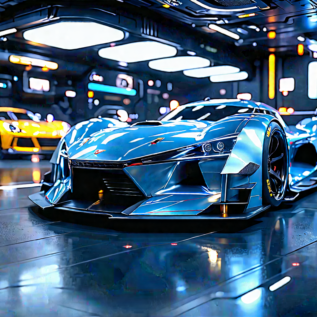Automotive Technology In Tech Office With Blue Sports