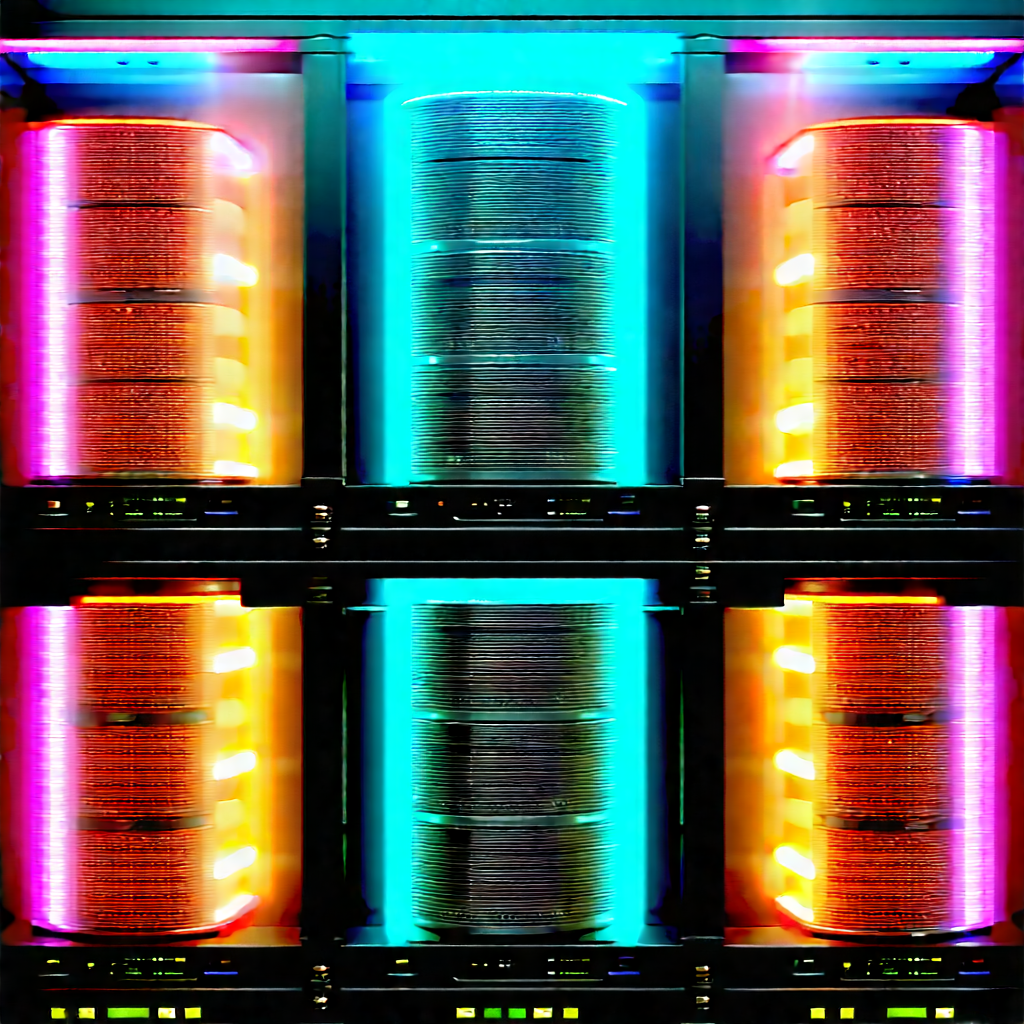 Server rack with neon accents