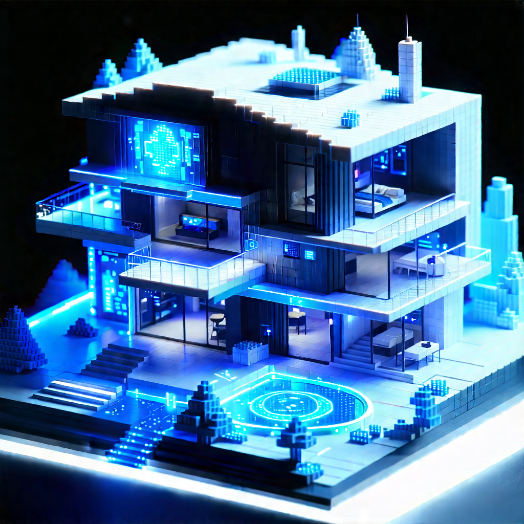 (futuristic:1.48) Smart Home With Model House,