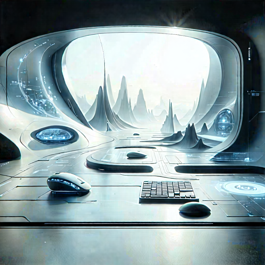 (futuristic:1.48) (digital:1.48) Workspace With Futuristic Scene,