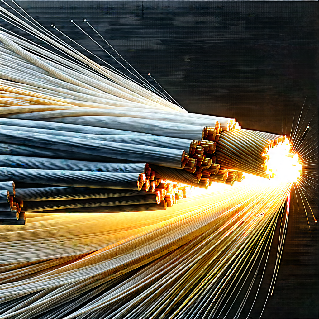 Close-up Of Fiber Optic Cables With Close-up Bunch