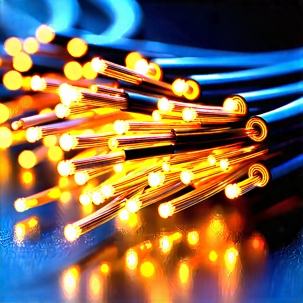Close-up Of Fiber Optic Cables With Close-up Group