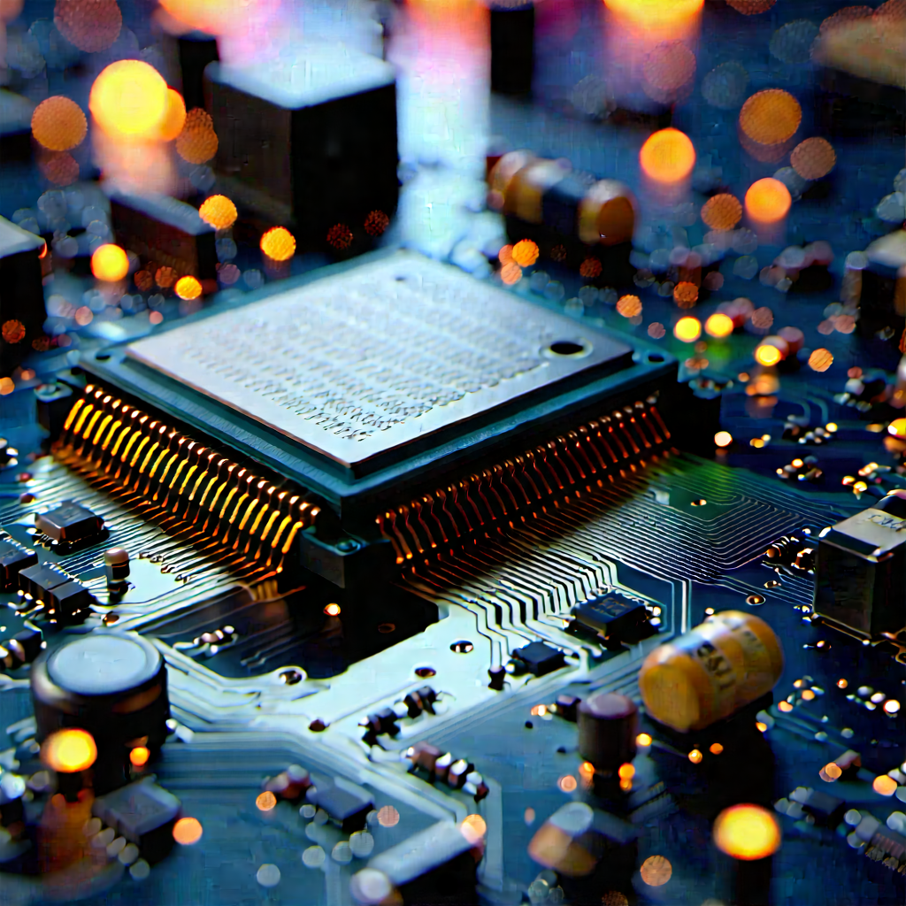 Close-up Of Electronic Circuit With Close-up Computer