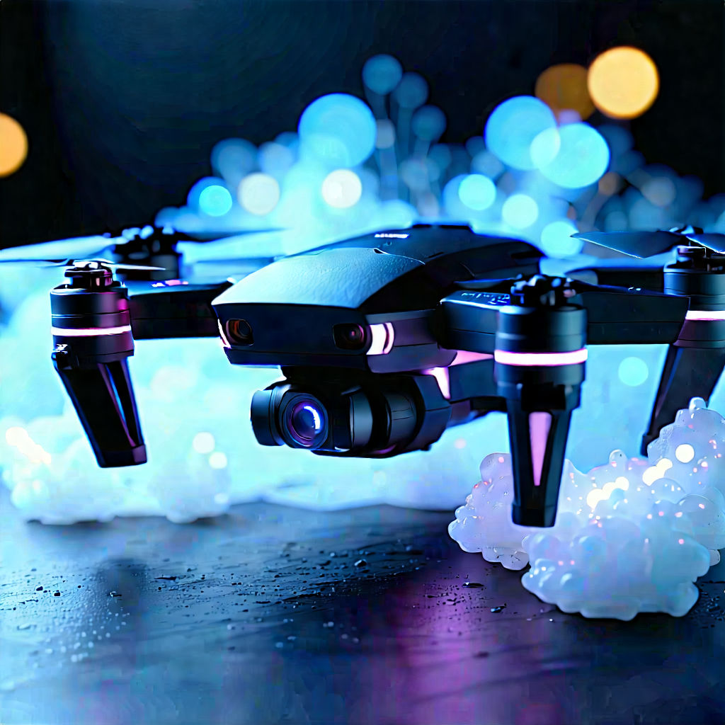 Drone With Glowing Screen With Black Drone