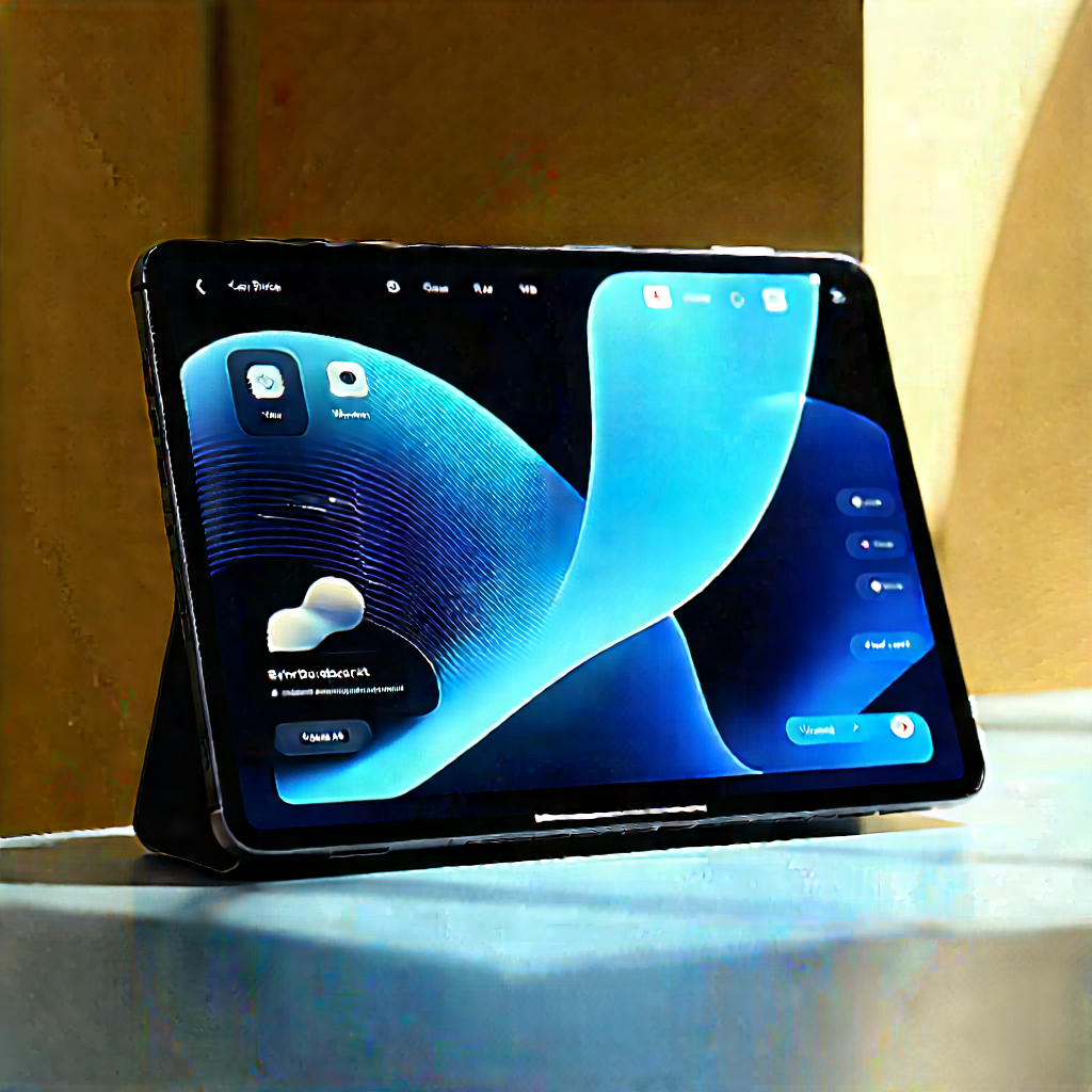 Tablet With User Interface With Black Smartphone