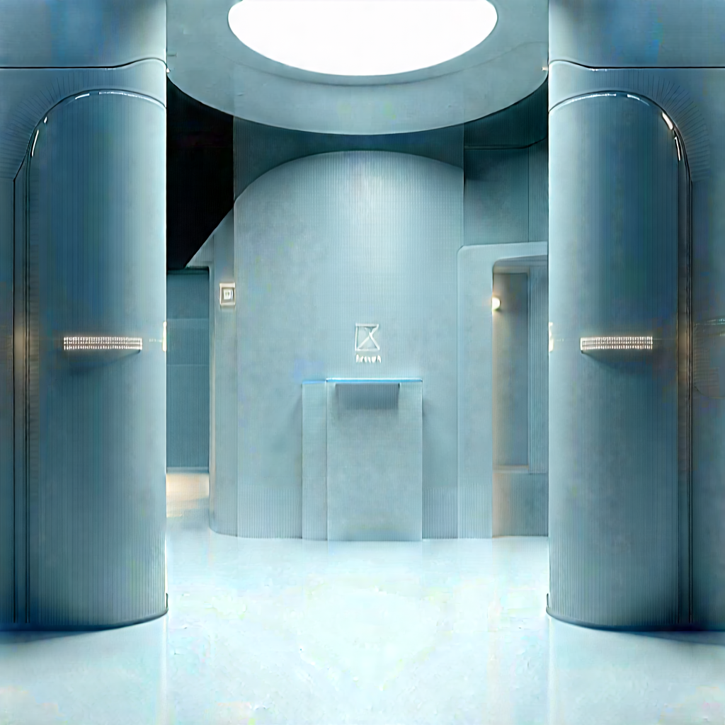 Futuristic Digital Workspace With Large, Open
