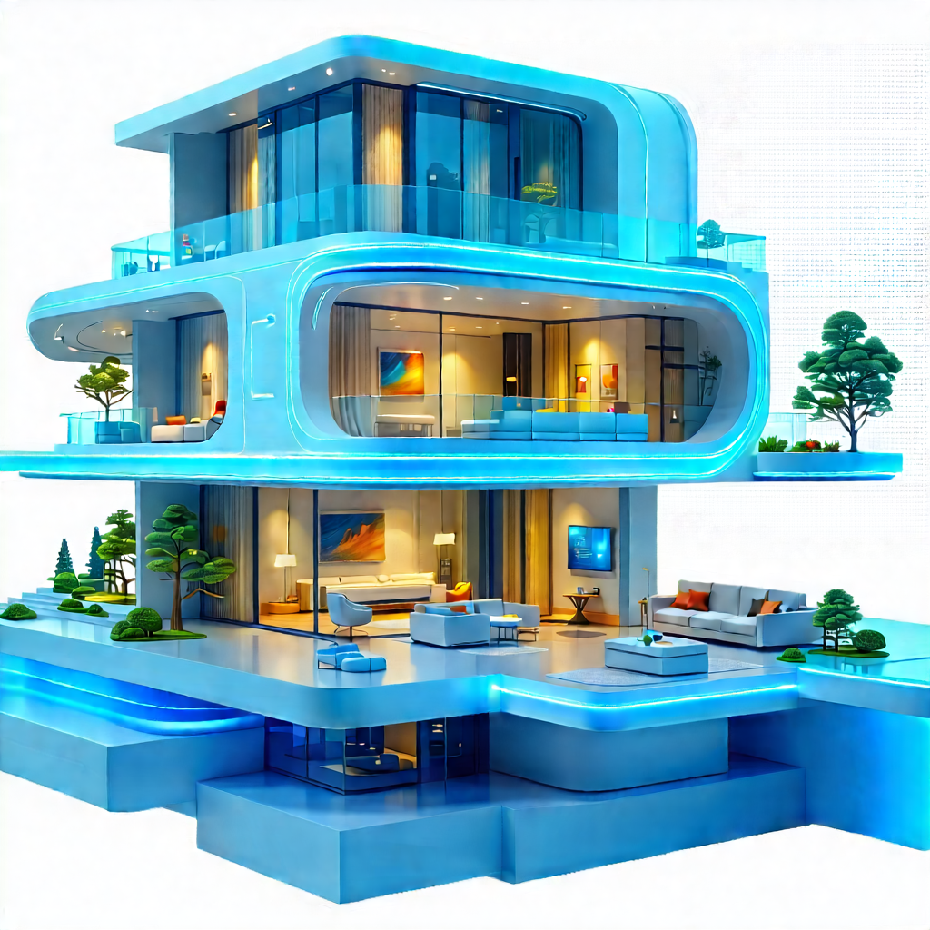 Futuristic Smart Home With Model Large,