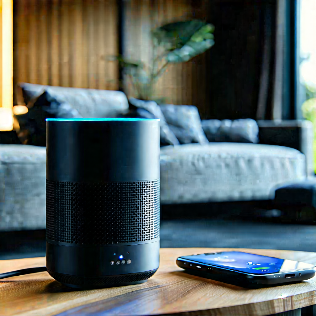 Smart Home (device:1.23) With Streaming Content With Black Speaker