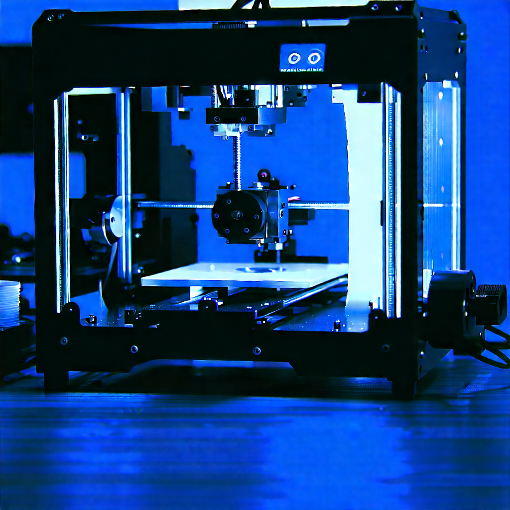 3d Printer With Blue Light (glow:1.14) With Large, Blue,