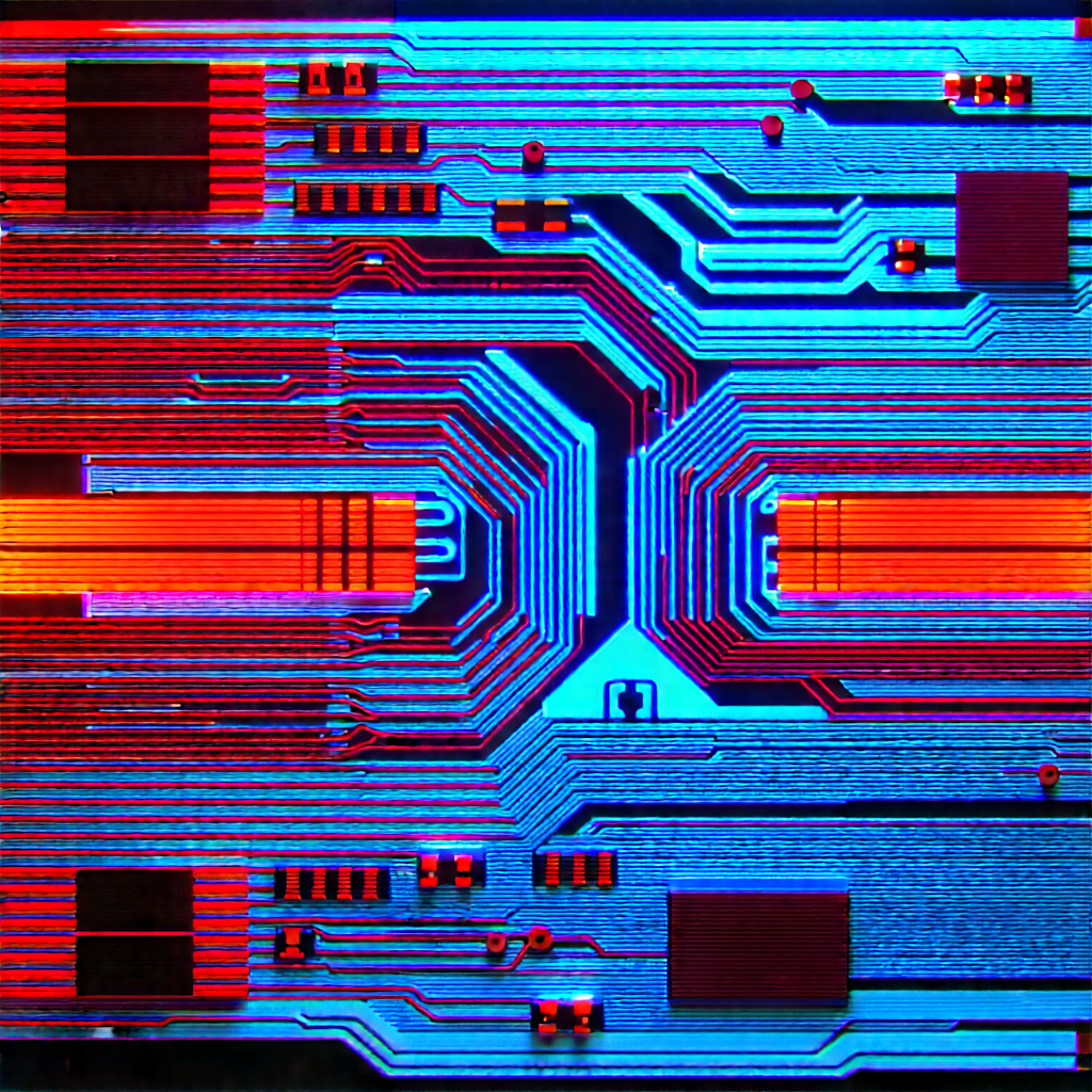 Circuit board with neon accents