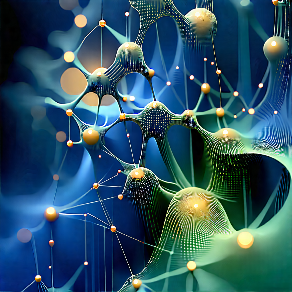 Blockchain Network Visualization With Blue Background