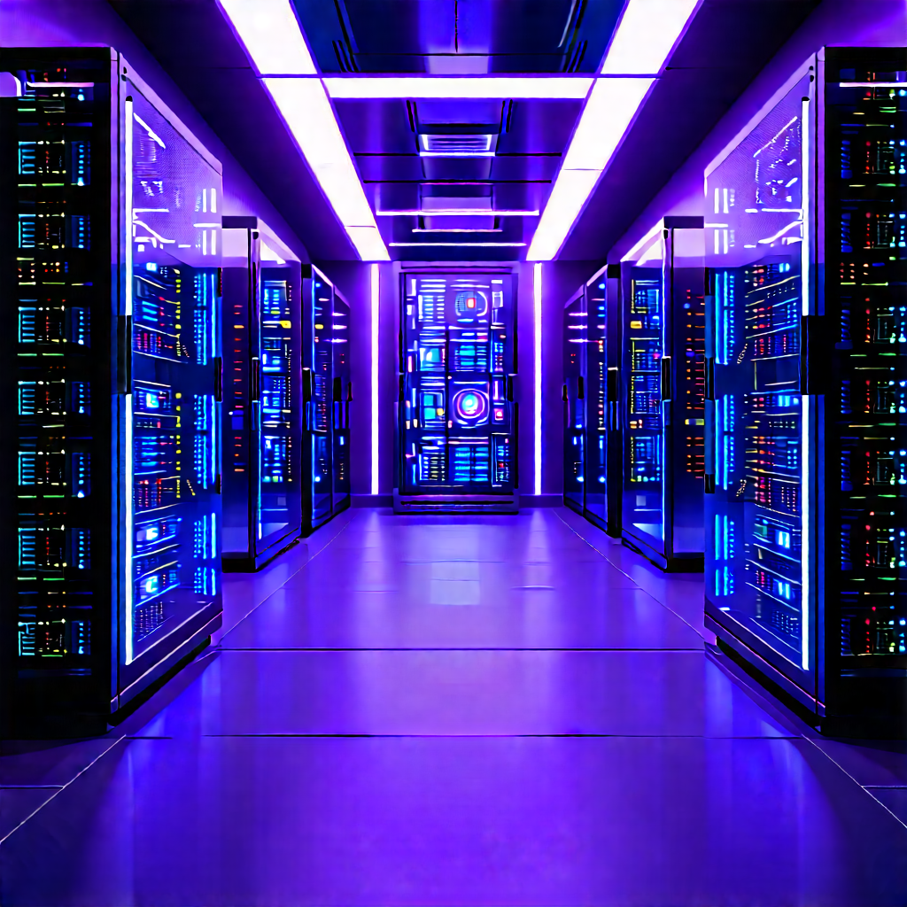 (futuristic:1.43) Server Room With Image, There