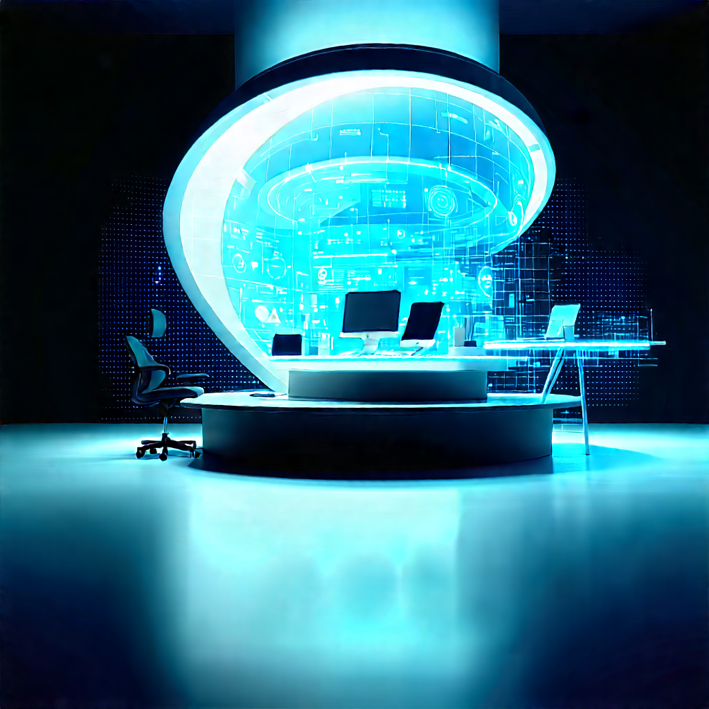 Futuristic Digital Workspace With Futuristic Office
