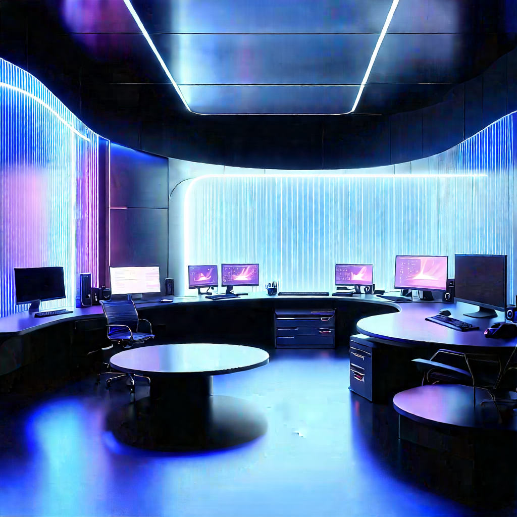 Futuristic Tech Startup Office With Image, There