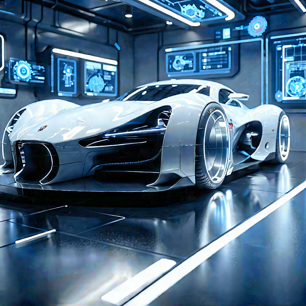 Automotive Technology In Modern Laboratory With White Sports