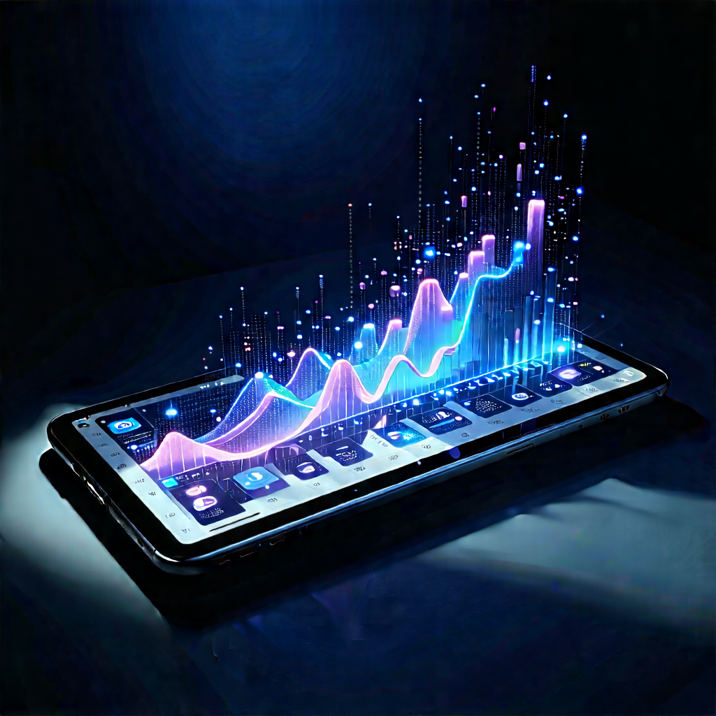 Tablet With Data Visualization With Cell Phone