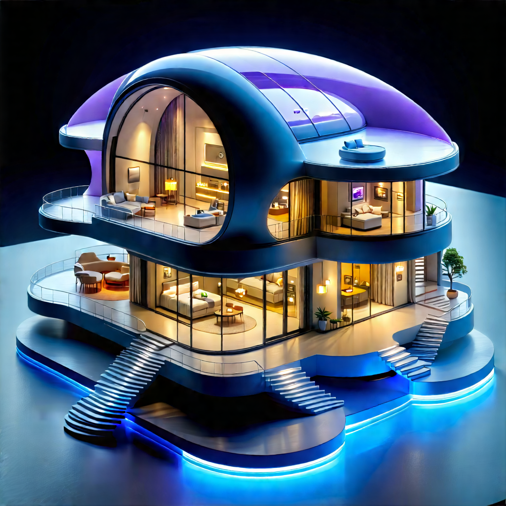 Futuristic Smart Home With Large, Futuristic