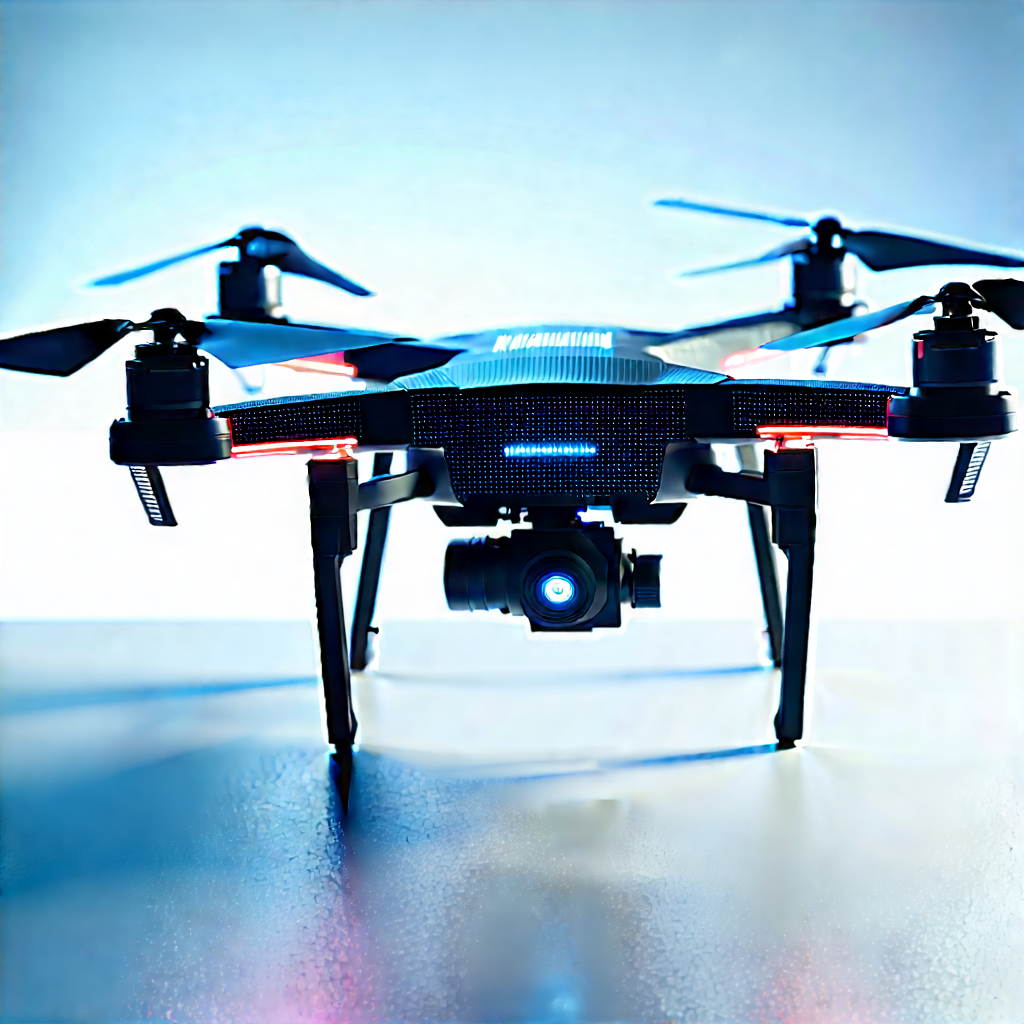 Drone With Data Visualization With Black Drone