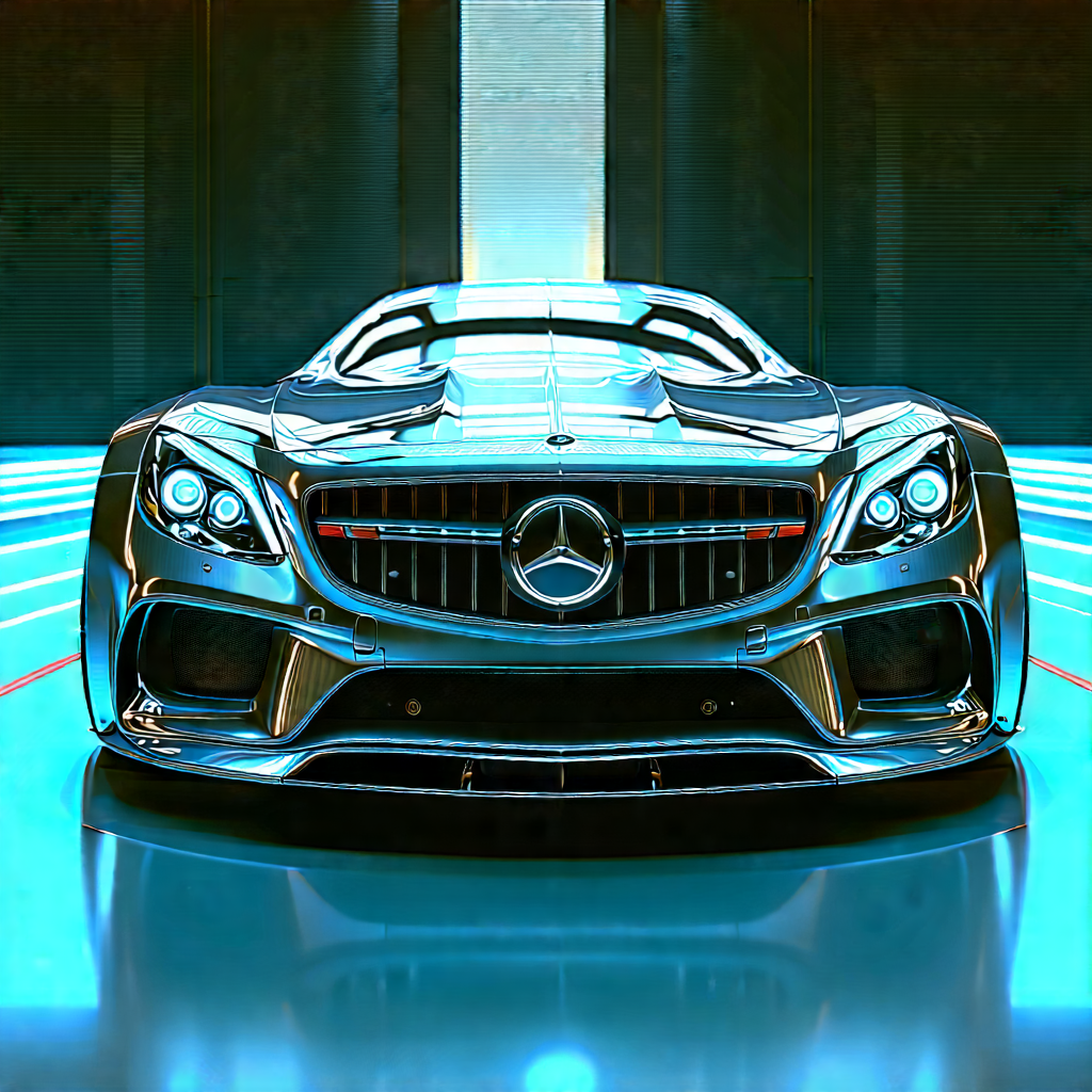 Automotive Technology In Modern Laboratory With Silver Mercedes