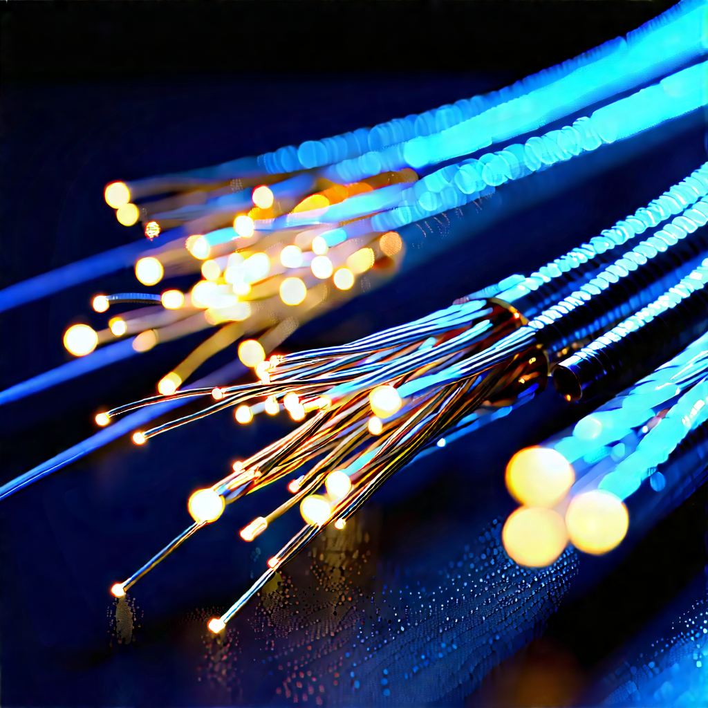 Close-up Of Fiber Optic Cables With Close-up Blue