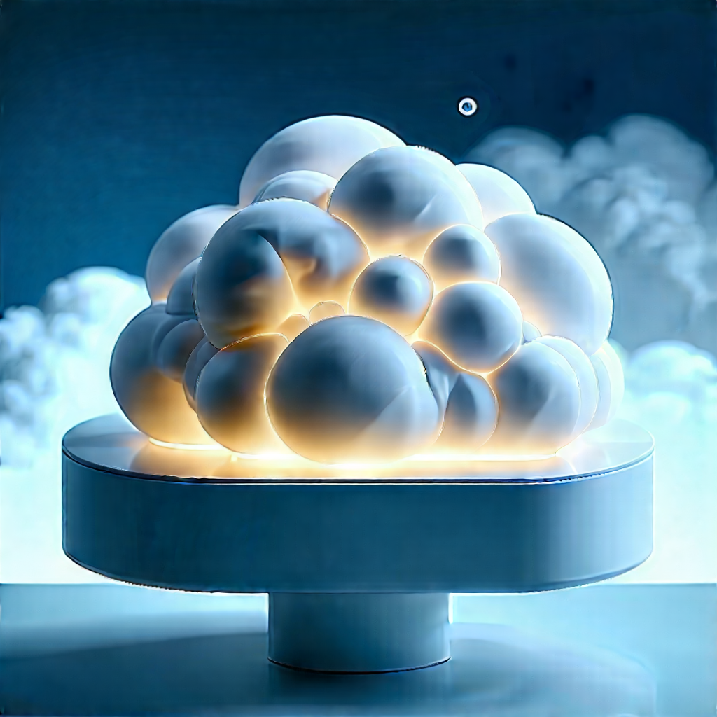 Cloud Computing Visualization With Large, White,