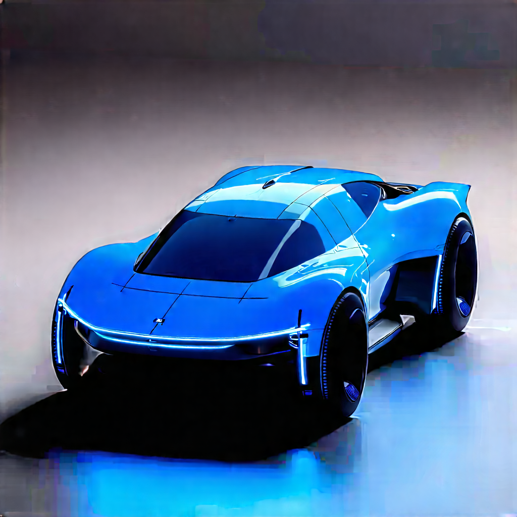 Innovative Electric Vehicle (design:1.27) With Blue Sports