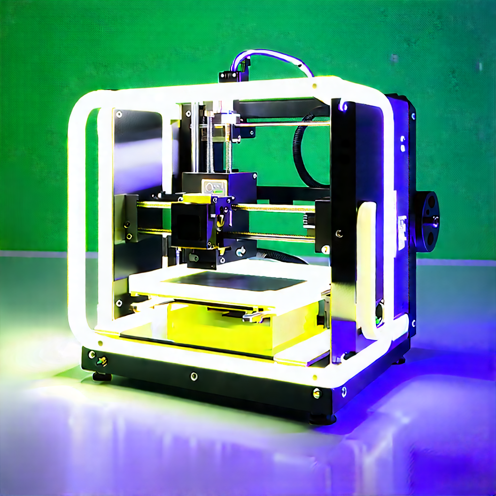 3d Printer With Neon Accents With Printer Sitting
