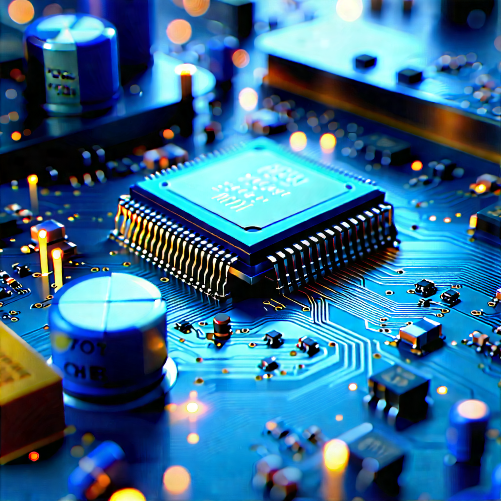 Close-up Of Electronic Circuit With Close-up Computer
