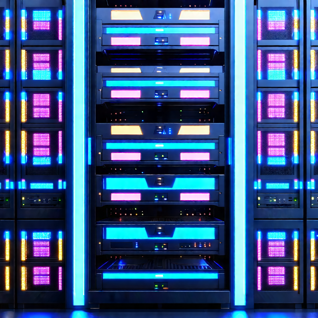 Server rack with neon accents
