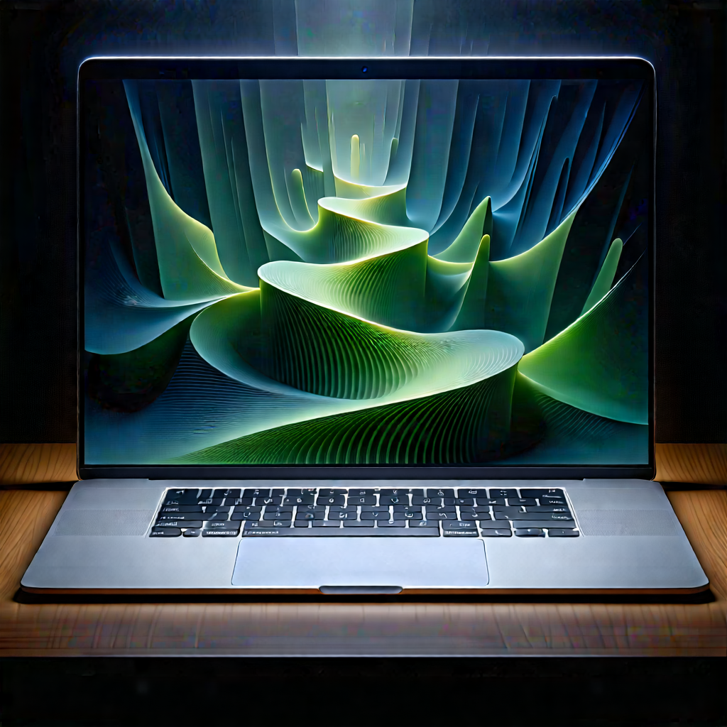 Laptop With Digital Artwork With Laptop Computer
