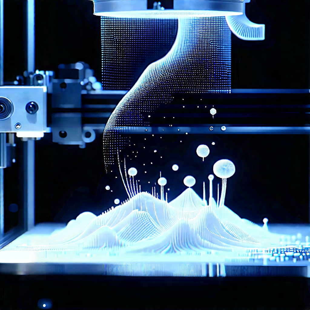 3d Printer With Digital Particles With Printer Creating