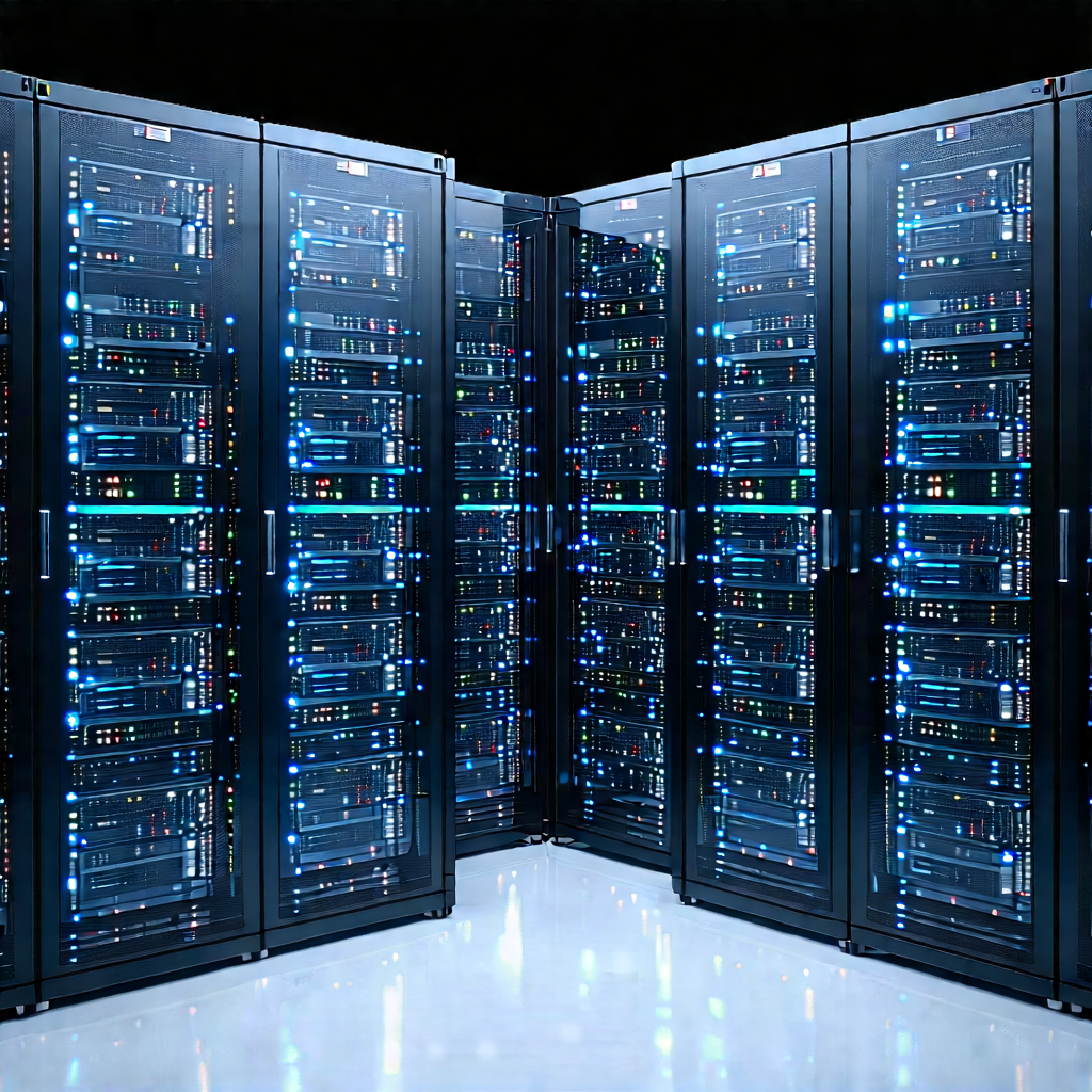 Server rack with data streams